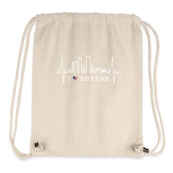 Boston Skyline Herzschlag USA Fan Herz Puls Liebe - Stanley/Stella recycelter Gym Bag - Naturweiß - Vorne