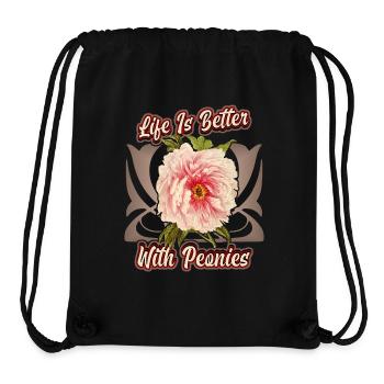 Vintage Pfingstrose botanische Illustration Spruch - Stanley/Stella recycelter Gym Bag - Schwarz - Vorne