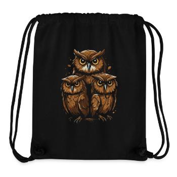 Drei Eulen, ein Blick - Stanley/Stella recycelter Gym Bag - Schwarz - Vorne