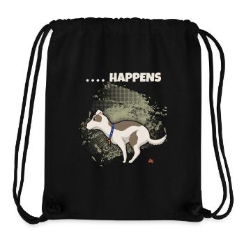 Shit happens Spruch, lustiger Hund im Comic Stil - Stanley/Stella recycelter Gym Bag - Schwarz - Vorne