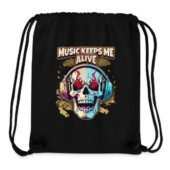 Lustiger Totenkopf mit Kopfhörer, Music Lover - Stanley/Stella recycelter Gym Bag - Schwarz - Vorne