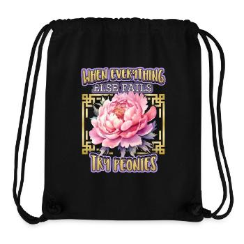 Pfingstrose botanische Illustration, Peony-Spruch - Stanley/Stella recycelter Gym Bag - Schwarz - Vorne