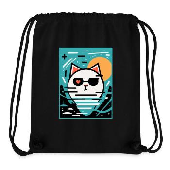 Art Artist Cat with Heart - Stanley/Stella Recycled Gym Bag - black - Front
