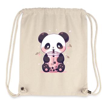 Kawaii Panda trinkt Boba Bubble Tea Chibi - Stanley/Stella recycelter Gym Bag - Naturweiß - Vorne