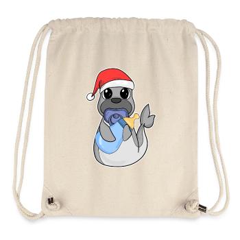 Bébé Lion de mer Noël - Sac à cordon recyclé Stanley/Stella - blanc naturel - Devant