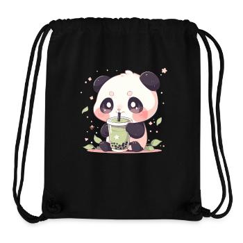 Kawaii Panda trinkt Boba Bubble Tea Chibi - Stanley/Stella recycelter Gym Bag - Schwarz - Vorne