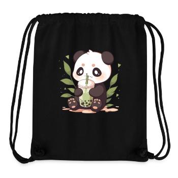 Kawaii Panda trinkt Boba Bubble Tea Chibi - Stanley/Stella recycelter Gym Bag - Schwarz - Vorne