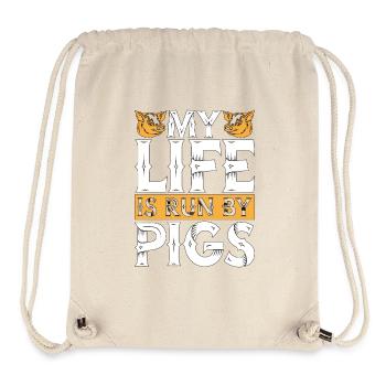 Élevage de porcs Ma vie est gérée par des cochons Animaux de la ferme - Sac à cordon recyclé Stanley/Stella - blanc naturel - Devant