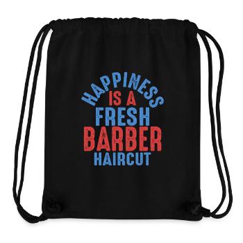 Le bonheur est une coupe de cheveux fraîche de Barbershop Bea - Sac à cordon recyclé Stanley/Stella - noir - Devant