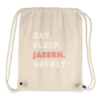 Essen. Trinken. Jassen. Wiederholen - Stanley/Stella recycelter Gym Bag - Naturweiß - Vorne