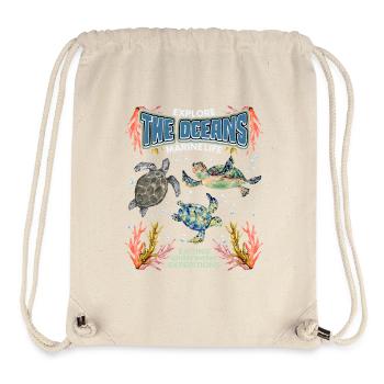 Seeschildkröte, Ozean, Meer Vintage Poster, Plakat - Stanley/Stella recycelter Gym Bag - Naturweiß - Vorne