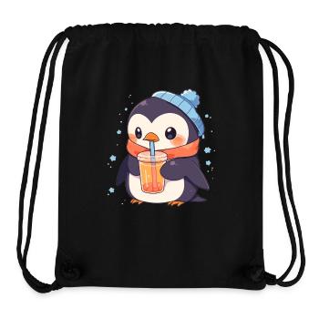 Kawaii Pinguin trinkt Boba Bubble Tea Chibi - Stanley/Stella recycelter Gym Bag - Schwarz - Vorne
