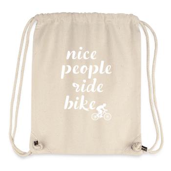 Les gens sympas font du vélo en disant citation - Sac à cordon recyclé Stanley/Stella - blanc naturel - Devant