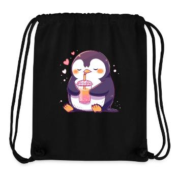 Kawaii Pinguin trinkt Boba Bubble Tea Chibi - Stanley/Stella recycelter Gym Bag - Schwarz - Vorne