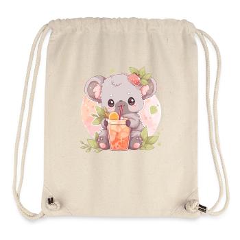 Kawaii Koala Boissons Boba Bubble Tea Chibi - Sac à cordon recyclé Stanley/Stella - blanc naturel - Devant