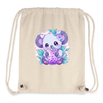 Kawaii Koala Boissons Boba Bubble Tea Chibi - Sac à cordon recyclé Stanley/Stella - blanc naturel - Devant