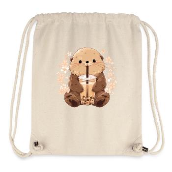 Kawaii Loutre Boissons Boba Bubble Tea Chibi - Sac à cordon recyclé Stanley/Stella - blanc naturel - Devant