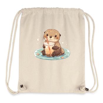 Kawaii Loutre Boissons Boba Bubble Tea Chibi - Sac à cordon recyclé Stanley/Stella - blanc naturel - Devant