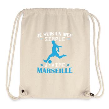 Je suis un mec simple j aime marseille - Sac à cordon recyclé Stanley/Stella - blanc naturel - Devant