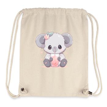 Kawaii Koala Boissons Boba Bubble Tea Chibi - Sac à cordon recyclé Stanley/Stella - blanc naturel - Devant