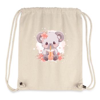 Kawaii Koala Boissons Boba Bubble Tea Chibi - Sac à cordon recyclé Stanley/Stella - blanc naturel - Devant