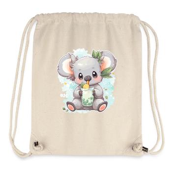 Kawaii Koala Boissons Boba Bubble Tea Chibi - Sac à cordon recyclé Stanley/Stella - blanc naturel - Devant