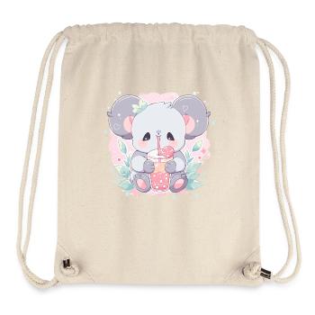 Kawaii Koala Boissons Boba Bubble Tea Chibi - Sac à cordon recyclé Stanley/Stella - blanc naturel - Devant