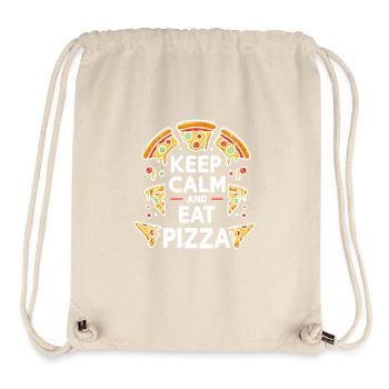 Restez calme et mangez de la pizza - Sac à cordon recyclé Stanley/Stella - blanc naturel - Devant