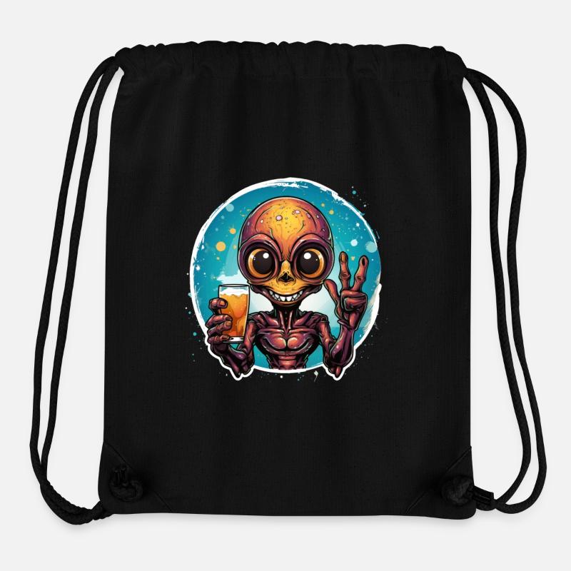 Alien trinkt ein Bier und freut sich dabei. - Stanley/Stella recycelter Gym Bag - Schwarz