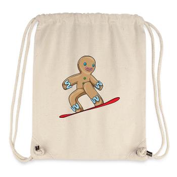 Snowboard de Noël Gingerbread Man - Sac à cordon recyclé Stanley/Stella - blanc naturel - Devant