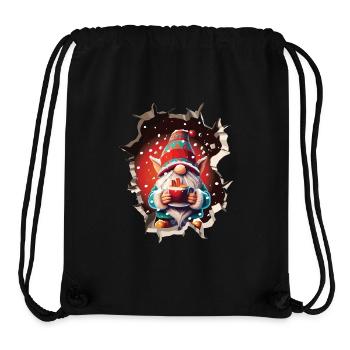 Hiver, Noël, Gnome, Percée, Trou - Sac à cordon recyclé Stanley/Stella - noir - Devant