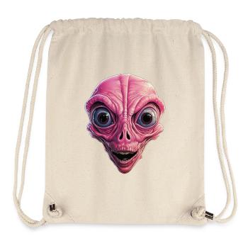 Extraterrestre choqué, choc, visage extraterrestre, curiosité - Sac à cordon recyclé Stanley/Stella - blanc naturel - Devant