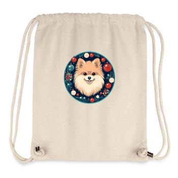 Chien de Poméranie Noël, Chiens d’amour - Sac à cordon recyclé Stanley/Stella - blanc naturel - Devant