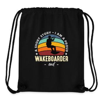 Wakeboarder Une histoire courte Je suis un amateur de wakeboard - Sac à cordon recyclé Stanley/Stella - noir - Devant