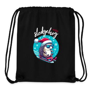 Lustiger Weihnachtsigel auf Schlitten im Schnee - Stanley/Stella recycelter Gym Bag - Schwarz - Vorne