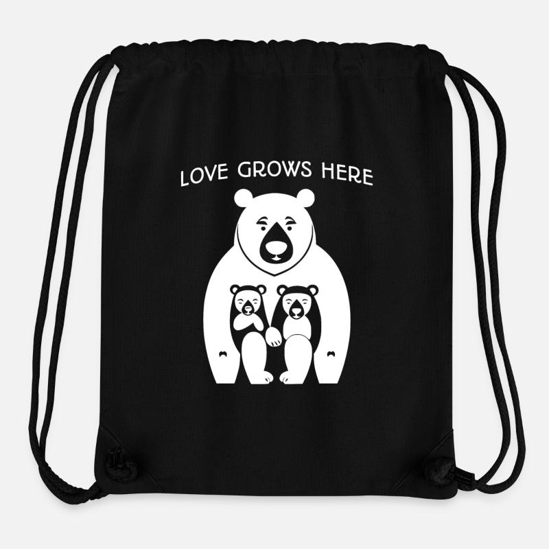 Love Grows Here - Bear Family - Stanley/Stella Recycled Gym Bag - black
