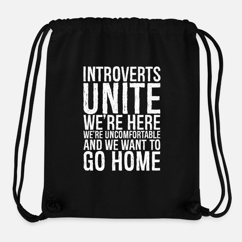 Introverts unite we're here funny shirt - Sac à cordon recyclé Stanley/Stella - noir