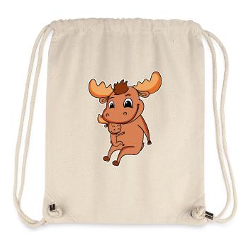 Elch Familie - Elch mit Baby - Stanley/Stella recycelter Gym Bag - Naturweiß - Vorne