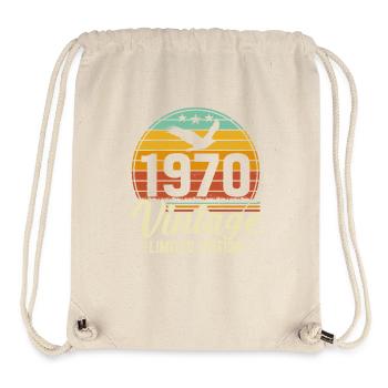 Joie d’anniversaire vintage des années 1970 - Sac à cordon recyclé Stanley/Stella - blanc naturel - Devant