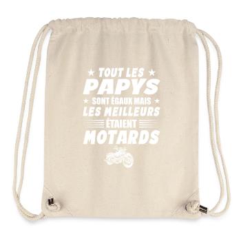 Papy Motard Cadeau Humour Meilleur Papi - Sac à cordon recyclé Stanley/Stella - blanc naturel - Devant