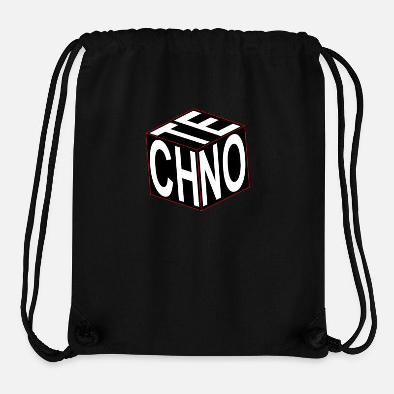 Rave « Techno Cube » Festival Hardstyle Trance - Sac à cordon recyclé Stanley/Stella - noir