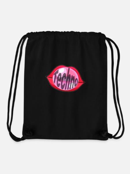 Bouche avec Techno Bubblegum Bubble - Love Raver - Sac à cordon recyclé Stanley/Stella - noir