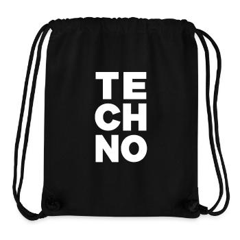 « TE CH NO » - Ambiance de musique électronique - Sac à cordon recyclé Stanley/Stella - noir - Devant