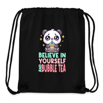 Kawaii Panda Bubble Tea Boba Drink Thé au lait Asiatique - Sac à cordon recyclé Stanley/Stella - noir - Devant