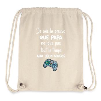 Je suis la preuve que papa ne joue pas tout le tem - Sac à cordon recyclé Stanley/Stella - blanc naturel - Devant