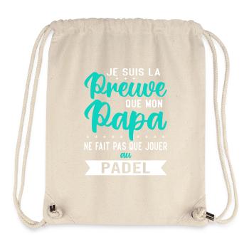 Mon papa ne fait pas que jouer au padel - Sac à cordon recyclé Stanley/Stella - blanc naturel - Devant
