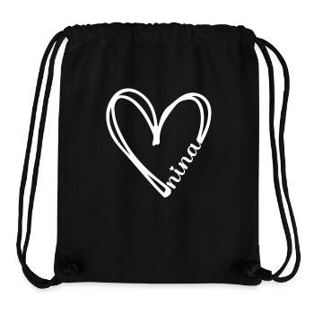 Coeur de Nina drôle pour la fête des mères de grand-mère - Sac à cordon recyclé Stanley/Stella - noir - Devant