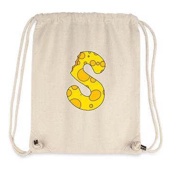 Buchstabe S - Anfangsbuchstabe S - Käse Motiv - Stanley/Stella recycelter Gym Bag - Naturweiß - Vorne