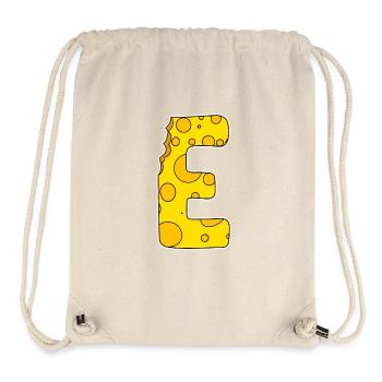 Buchstabe E - Anfangsbuchstabe E - Käse Motiv - Stanley/Stella recycelter Gym Bag - Naturweiß - Vorne