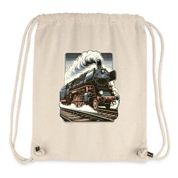 Illustration einer klassischen Dampflok - Stanley/Stella recycelter Gym Bag - Naturweiß - Vorne